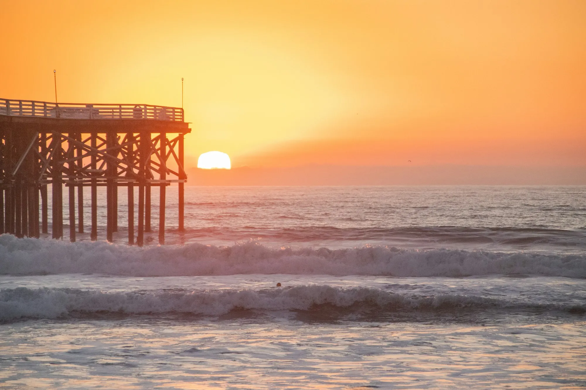 Golden sunset over the Ocean Beach pier